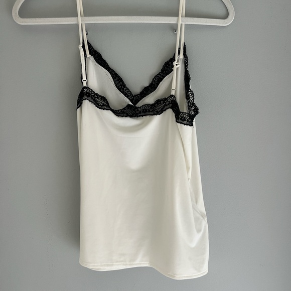 Mango White Camisole with Black Lace Trim - Picture 3 of 4